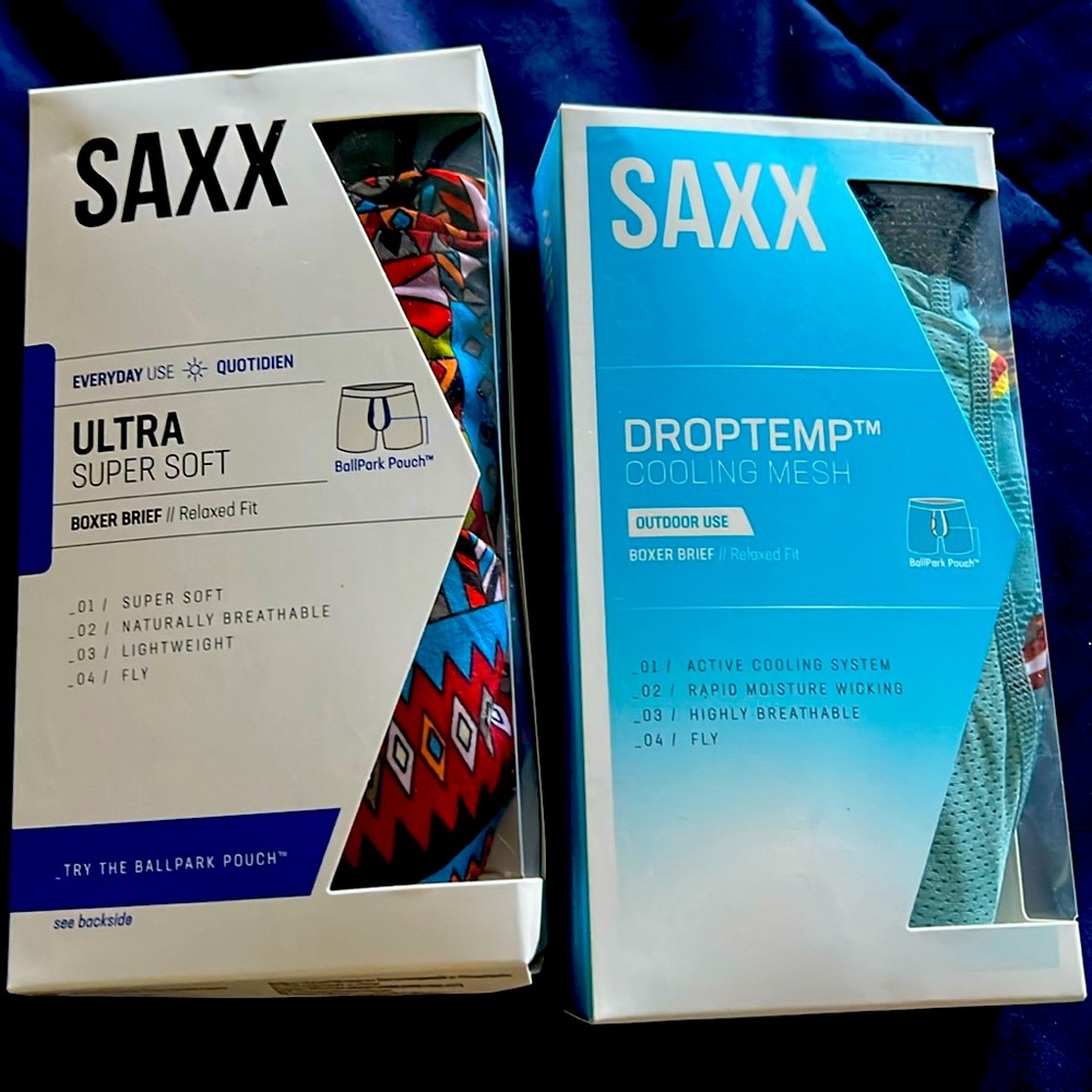 2 PAIRS OF SAXX BRIEFS